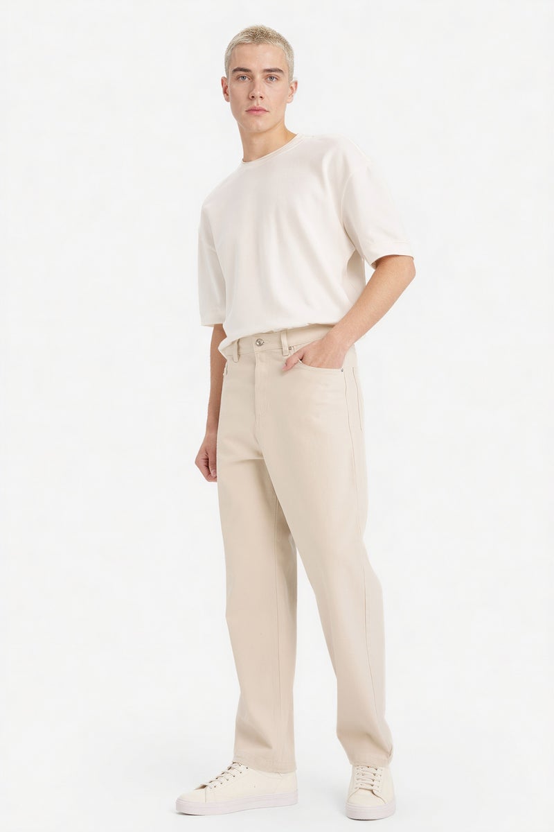 DeFacto Beige Man Baggy Fit Regular Leg Jeans Casual - Image 2